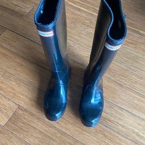 Black Patent Hunter Rain Boots